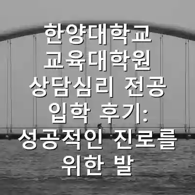 한양대학교 교육대학원 상담심리 전공 입학 후기: 성공적인 진로를 위한 발판