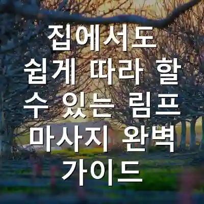 집에서도 쉽게 따라 할 수 있는 림프 마사지 완벽 가이드