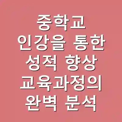 중학교 인강을 통한 성적 향상 교육과정의 완벽 분석