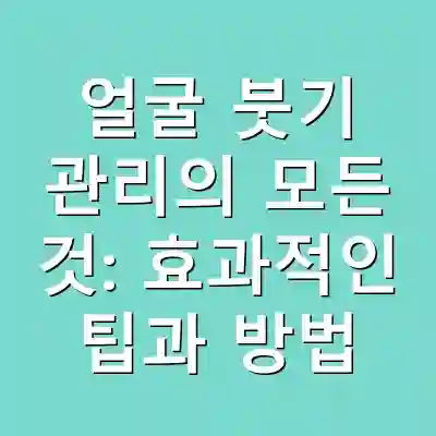 얼굴 붓기 관리의 모든 것: 효과적인 팁과 방법
