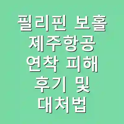 필리핀 보홀 제주항공 연착 피해 후기 및 대처법